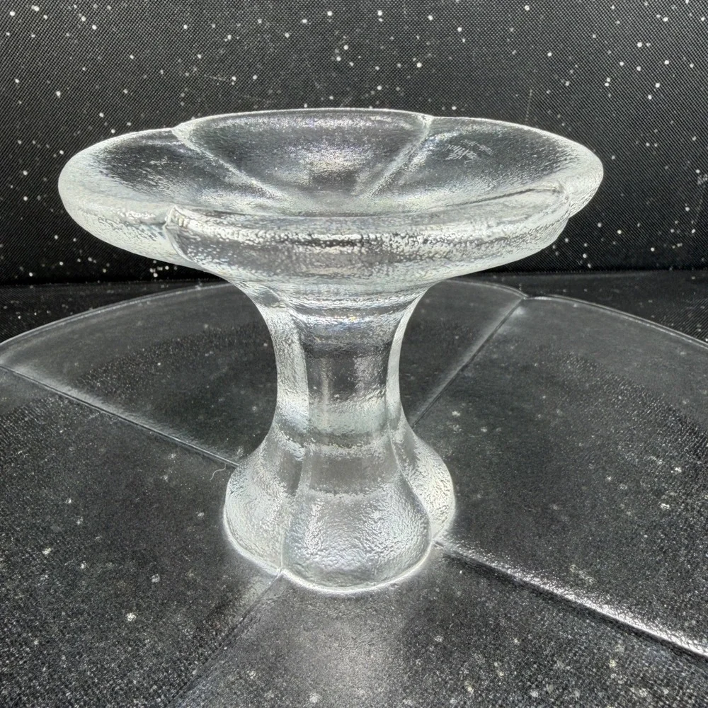 Rosenthal Studio Line Clover Clear Frosted Glass 12in Cake Stand Pedestal Plate